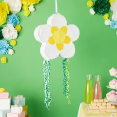 Blue Panda Small Pull String Daisy Pinata for Spring Flower Birthday Party Decorations, 13 x 13 x 3 In