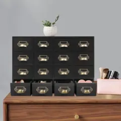 YIYIBYUS 16 Drawer Cabinet, Wooden Medicine Cabinet, Desktop Drawer Organizer