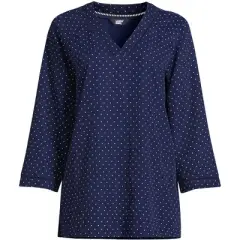 Lands' End Women's Rayon 3/4 Sleeve V Neck Tunic Top