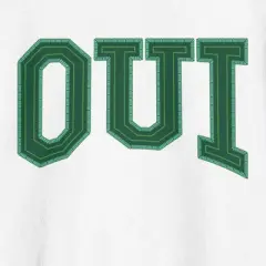 French "Oui" Adult White Crew Neck Sweatshirt