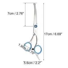 Unique Bargains Round Tip Pet Scissors 5.5 Inches Silver Tone Blue 1 Pc