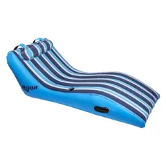 Aqua Ultra Cushioned Comfort Lounge Inflatable Swimming Pool Float with Pillow & 2 Person Pool Float Recliner Lounger with Hand Pump, Blue