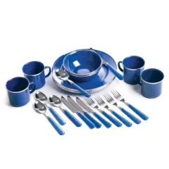 Stansport Enamel Camping Tableware Set 24 Pieces Blue