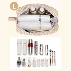 Narwey Striped Makeup Bag with Cute Makeup Bag Small Toiletry Bag for Women Girls