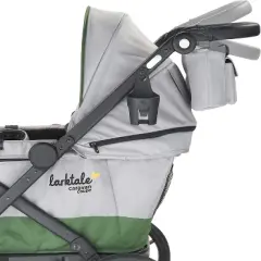 Larktale caravan coupe - Compact 2-Seater Stroller Wagon with Small Fold - Adjustable Canopies Included - Gray/Green