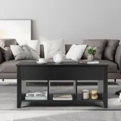Costway Lift Top Coffee Table w/ Storage Compartment Shelf Living Room Furniture Black