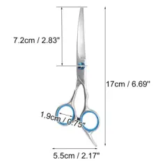 Unique Bargains Dog Grooming Scissors 5.5 Inches Silver Tone Blue 1 Pc
