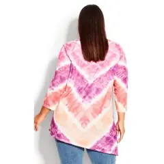 Women's Plus Size 3/4 Sleeve Tie Dye  Top - Greens | AVENUE
