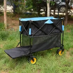 Gulches Extra Long Folding Wagon Cart - Black & Blue, 52.7"L x 19.7"W x 50.9"H, 450lbs Capacity