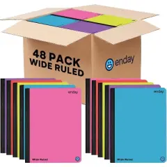 Enday Composition Notebooks Wide Ruled Paper Bulk, Colored Hard Cover Composition Notebook, Premium Lined Composition Books, 100 Sheets (48 Pack)