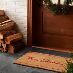 Merry Christmas Coir Doormat Tan/Red - Hearth & Hand&trade; with Magnolia