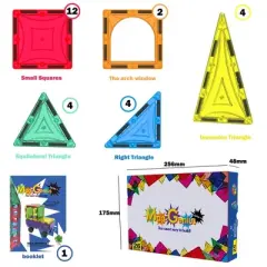 Mag Genius - 26 pieces of Mathematically Shaped Colorful and Transparent Magnetic Building Tiles - Beginners and Traveling Play Set