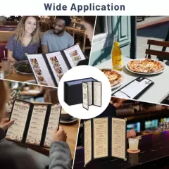 WeChef 30 Pcs 4.25 x 11" Restaurant Menu Covers 3 Page 6 View Trifold Menu Holders for Wine List Drink Bar Cafe Hotel