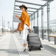 SUGIFT 20" Carry On Luggage with Front Laptop Pocket, TSA Lock, Spinner Wheels, Lightweight Hardside Suitcase for Business Travel