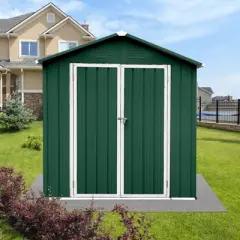 MOEPISY Outdoor storage sheds 4FTx6FT Apex roof Green+White