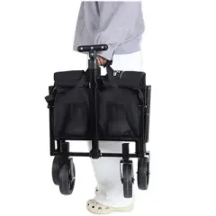 HTUTWOO 3-in-1 Convertible Folding Wagon, Expandable Dual-Layer Wagon, 180L Capacity All-Terrain Wheels, for Camping, Shopping, Gardening, Fishing