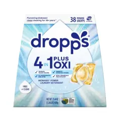 Dropps Laundry 4-in-1 Plus Oxi Power Biobased Detergent Pods - Free + Clear - 38ct
