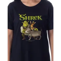 DreamWorks Shrek Womens' Donkey Puss in Boots Nightgown Sleep Pajama Shirt Black