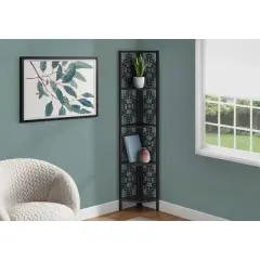 61.5" 4 Shelf Mix Material Keyhole Design Corner Etagere Bookcase - EveryRoom