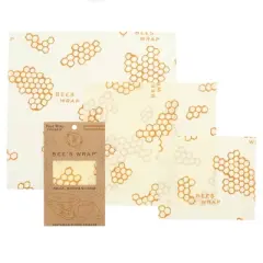 Bee's Wrap 3pk Reusable Beeswax Food Wraps Sustainable Plastic Free - 1 Small 1 Medium 1 Large Yellow