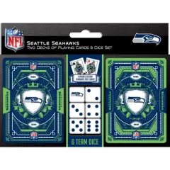 MasterPieces Officially Licensed NFL Seattle Seahawks 2-Pack Playing cards & Dice set for Adults