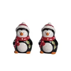 Transpac Ceramic Penguin Salt and Pepper Shaker Set Multicolor Christmas Tabletop Decor Gift for Holiday Dining