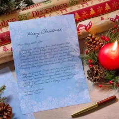 Sustainable Greetings 96 Sheets Christmas Stationery Paper 8.5 x 11 Inch, Printable Letter Writing Stationery, Snowflake Border