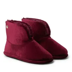 Dearfoams Women's Sara Shiny Velour Bootie Slippers
