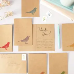 Best Paper Greetings 36 Pack Bird Note Cards with Envelopes, Blank All Occasion Thank You Cards, Rustic-Style, Kraft Paper, 4 x 6 In