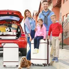 Gulches Hardshell Luggage Sets 3 Pieces 20"+24" Luggages and Cosmetic Case Spinner Suitcase with TSA Lock  Lightweight,White