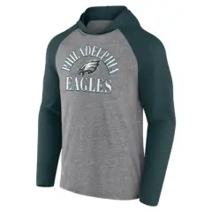 NFL Philadelphia Eagles Men's Gray Full Back Run Long Sleeve Lightweight Hooded Sweatshirt