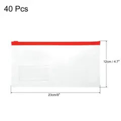 Unique Bargains A6 Size PVC Waterproof Home Office Travel Zip Envelope File Bags 40 Pcs