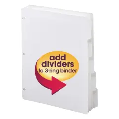 Smead Three-Ring Binder Index Dividers, 1/5-Cut Tabs, Letter Size, White, 5 per Set  (89415)