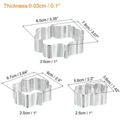 Unique Bargains Versatile Stainless Steel Durable Dishwasher Safe Cookie Cutter Set Silver Tone 3 Pcs
