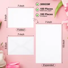 Unique Bargains Pure Cotton Watercolor Cards with Envelopes