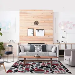 Mickey Mouse Encore 5'3"x7' Indoor Spheres Area Rug Red/Black/Gray