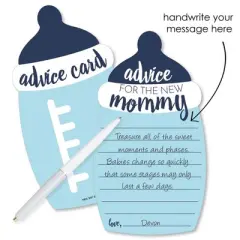 Big Dot of Happiness Baby Boy - Blue Bottle Baby Shower Advice Cards - Set of 20
