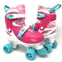 Chicago Skates Deluxe Kids' Quad Roller Skate Combo Set - Pink/White