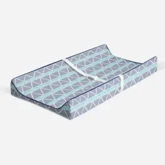 Bacati - Liam Aqua/Navy Large Triangles Quilted Muslin Changing Pad Cover