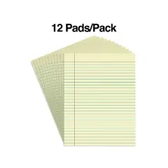 Staples 8-1/2" x 11" Canary Glue-Top Notepad Wide Ruled 12/Pack 154138