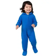Footed Pajamas - Brilliant Blue Infant Hoodie Fleece Onesie