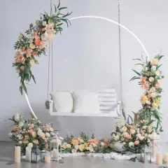 Artloge Large Heavy Duty Round Wedding Arch Single Layer Metal Backdrop Stand with Thickend Square Tube for Wedding Garden Outdoor Party Decoration