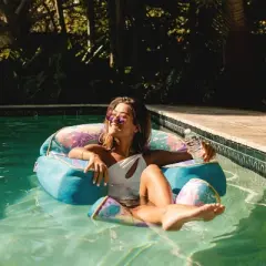 Big Joe Lazy Lounger, No Inflation Needed Pool Float with Headrest and Footrest, Quick Draining Fabric