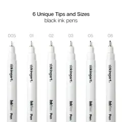 KINGART PRO Inkline Fine Line Pens , 6 pc