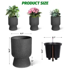 COZONY Planters Set of 2, Self Watering Plant Pots with Drainage & Water Level Monitor, Indoor Outdoor Flower Pots for Patio, Living Room, Office
