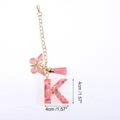 Unique Bargains Heart Sequin Letter K Butterfly Tassel Water Cup Pendant Pink 1 Pc