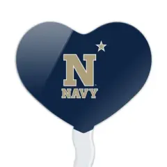 US Naval Academy Primary Logo Heart Love Cupcake Picks Toppers Decoration Set of 6