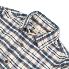 Hope & Henry Boys' Long Sleeve Plaid Flannel Button Down Shirt with Elbow Patches, Kids