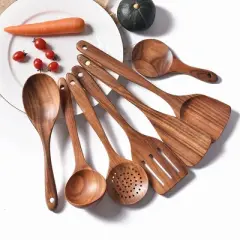 SUGIFT 13-Piece Wooden Kitchen Utensil Set &ndash; Acacia Wood Cooking Utensils with Holder, Spoon Rest, and Hanging Hooks