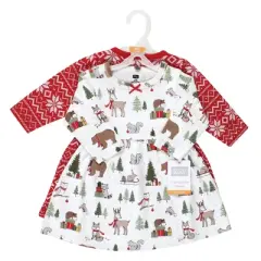 Hudson Baby Infant and Toddler Girl Cotton Dresses, Christmas Forest